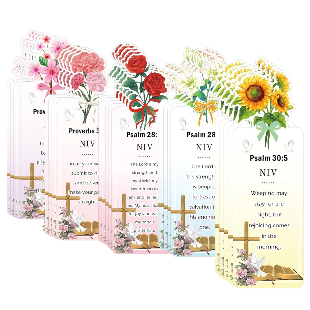 Inspirational Bible Verse Bookmark 50Pcs Scripture Book Marks Bible Prayer Cards 2 x 5.5 Inch Motivational Verse Page Marker