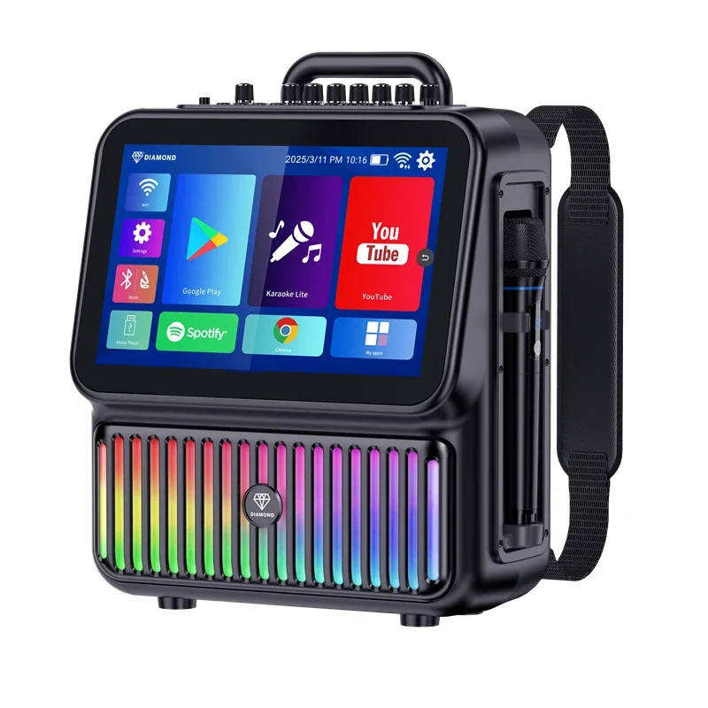 DM-D4 All-in-One Karaoke Console with Large 13.3-inch Interactive Display and Robust Audio for Indoor & Outdoor Singing