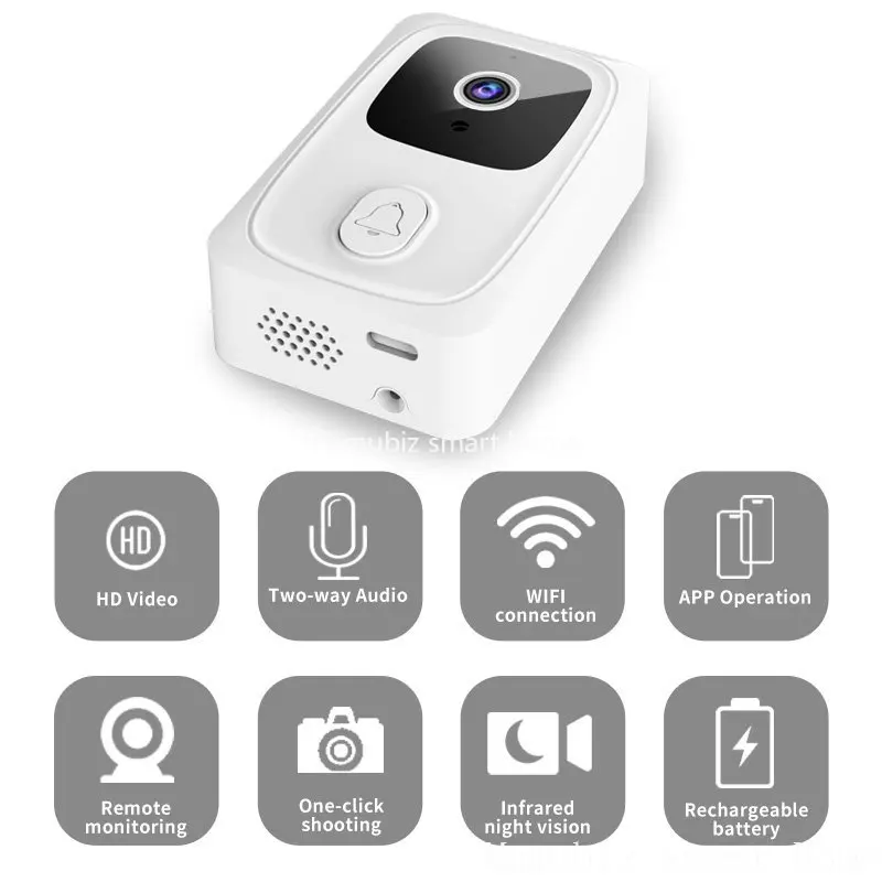 Tuya Smart WiFi Doorbell 1080P Two-way Radio Infrared Night Vision Smart Doorbell Remote Monitoring Build-in Battery