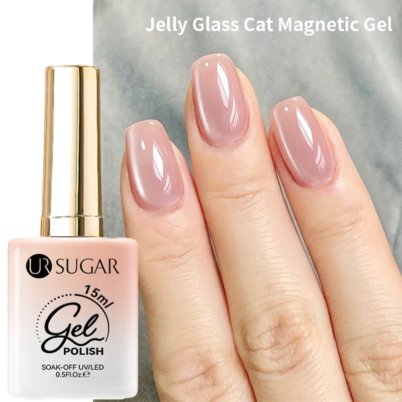 UR SUGAR 15ml Jelly Glas Katzenaugen-Magnetgel Semi-Permanent Moonlight Nagelkunst Maniküre Soak-Off LED Magnet UV Gel Nagellack