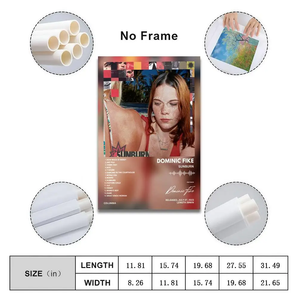 Dominic Fike Sunburn Poster Peelable Self-Adhesive Album Cover Stickers, Frameless Wall Art for Singer Band Pop Rap Bedroom