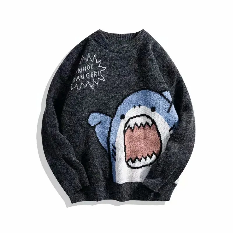 HMZ Winter Knit Embroidery Sweater Men Harajuku Hip Hop Streetwear Pullover Jumper Men Clothing Fashion Cartoon Couple Sweaters