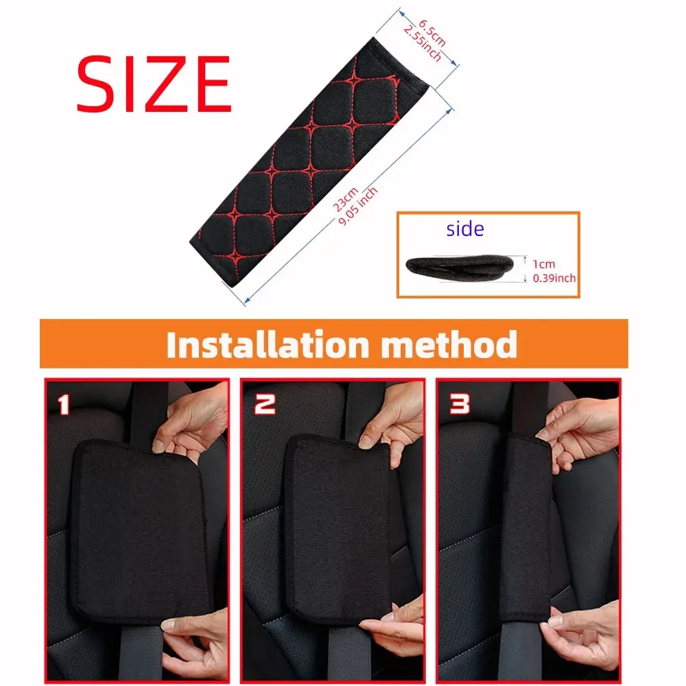 A Linen Embroidered Breathable Fabric Car Seat Belt Shoulder Strap Cover Insurance Strap Cover Car Accessories