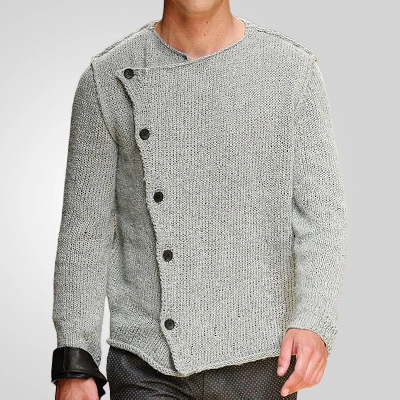 

Men Knitted Cardigan Long Sleeve Sweater Spliced Buttons Solid Loose Basics 2025 Autumn Casual Single Breasted Sweaters Tops