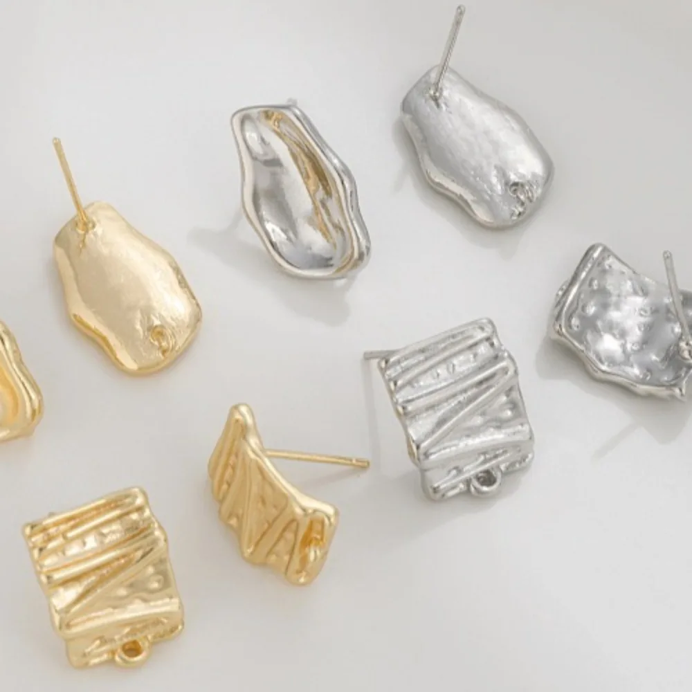 

Copper 14K Gold Color Pleated Textured Strap Sling Earrings Shaped Concave Earrings Handmade DIY Metal Earrings Accessories