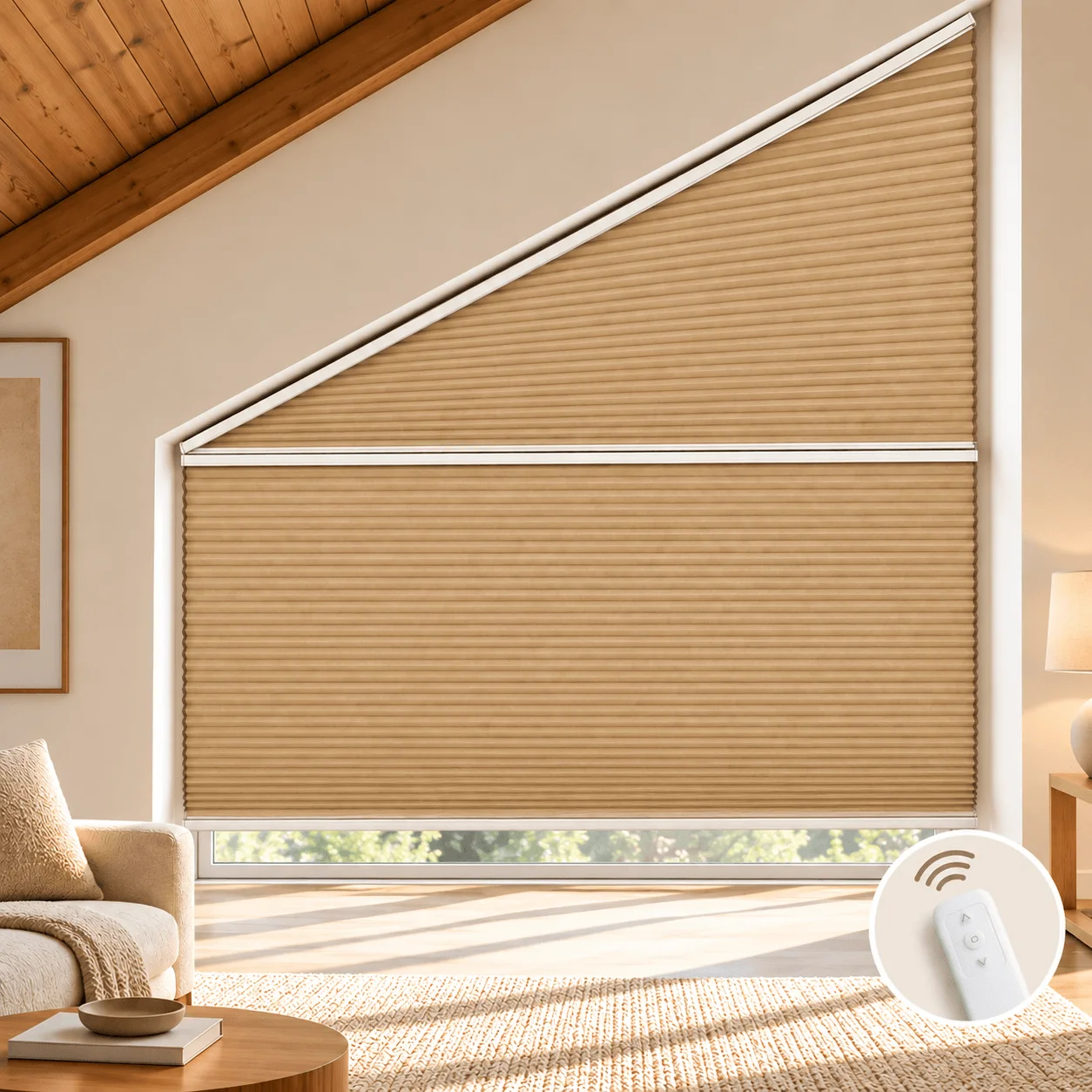 Custom Cellular Shades for Trapezoid Windows Blackout Honeycomb Blinds Heat Insulation Skylight Shades Easy Manual Operation