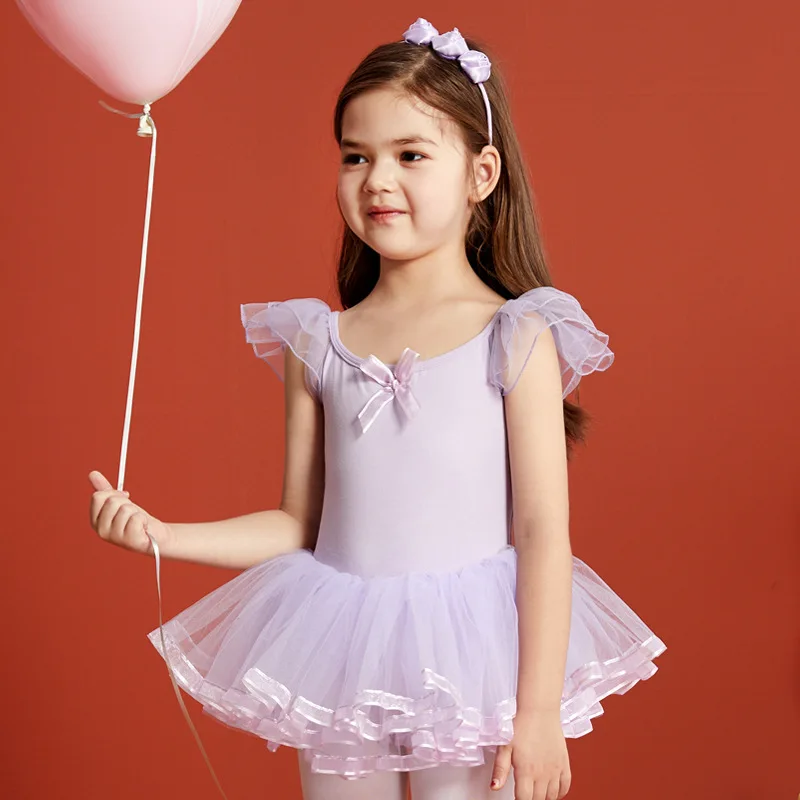 Children's dance costumes girls' short sleeved training costumes summer suspender dance dresses ballet dresses performance