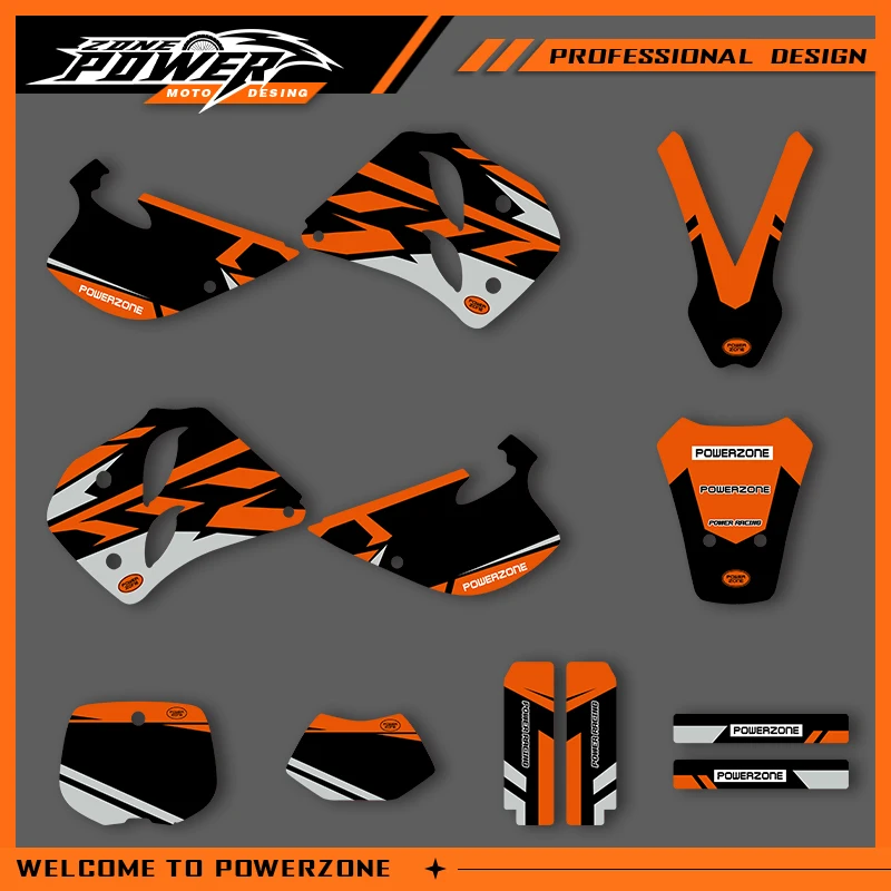 

POWERZONE Мотокросс Team Графический фон Наклейки Наборы наклеек для KTM 1993 1994 1995 1996 1997 SX SXF EXC Индивидуальный номер 01
