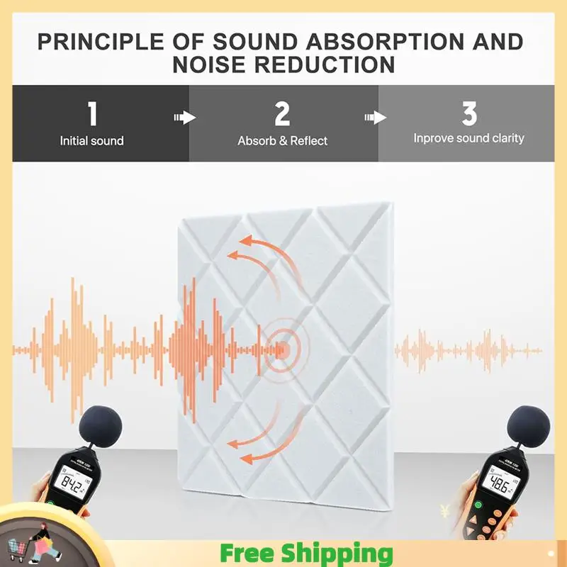 

X08A 12Pack Acoustic Panels With Self-Adhesive, 12X12x0.4In Sound Proof Foam Panels, Sound Absorbing Tile For Walls