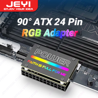 JEYI ATX 24Pin 90° RGB Adapter, 18 Light Modes Female to 24Pin Male 90 Degree Motherboard Power Adapter for Desktops PC Supply