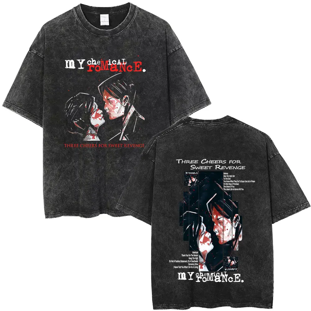 

Washed Vintage My Chemical Romance Three Cheers for Sweet Revenge Album Graphic T-shirt Men Women Punk Emo Rock Oversized Tshirt