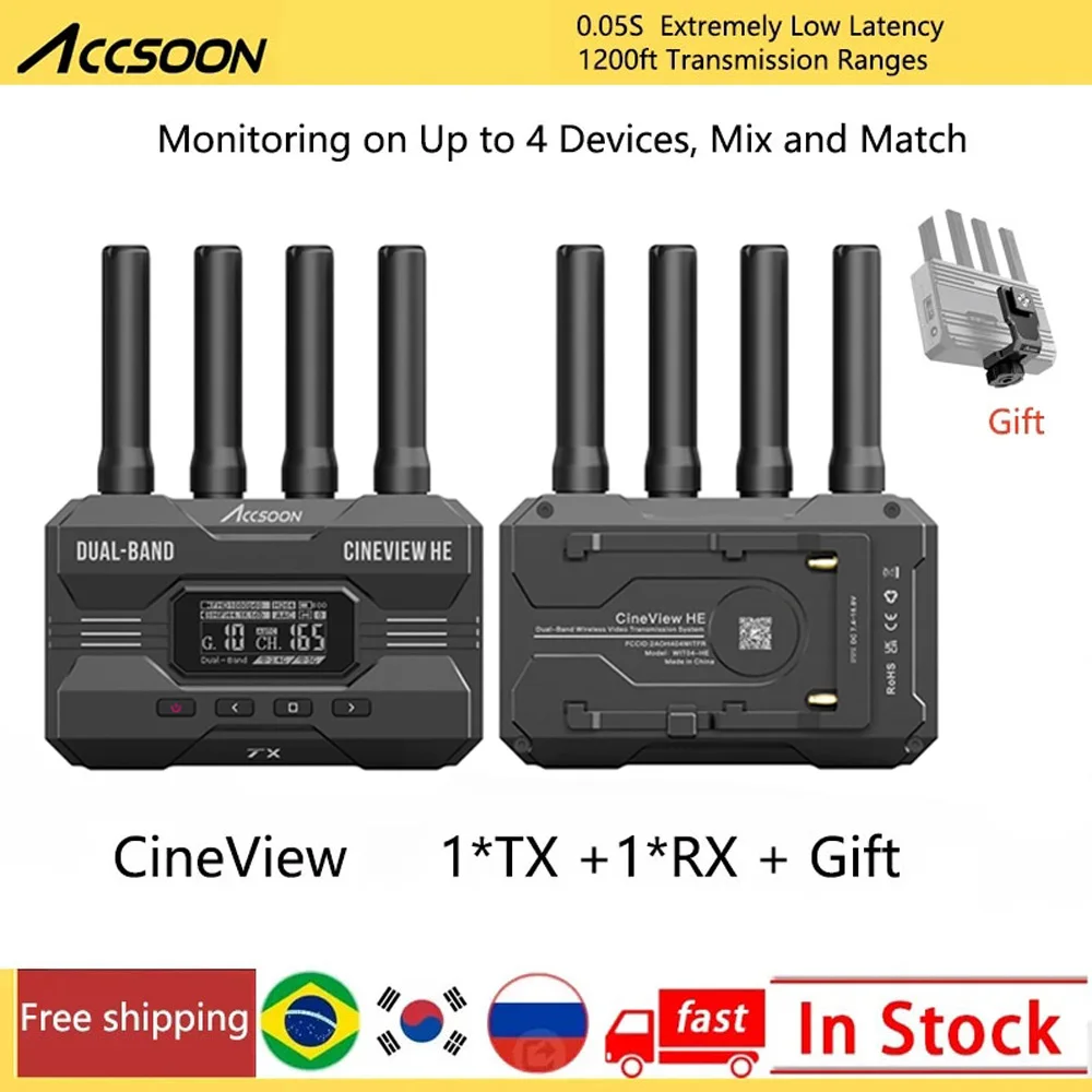 

Accsoon CineView HE 2.4Ghz 5Ghz Dual Band Wireless Video Transmitter Receiver Multi-Spectrum Wireless Video Transmission System