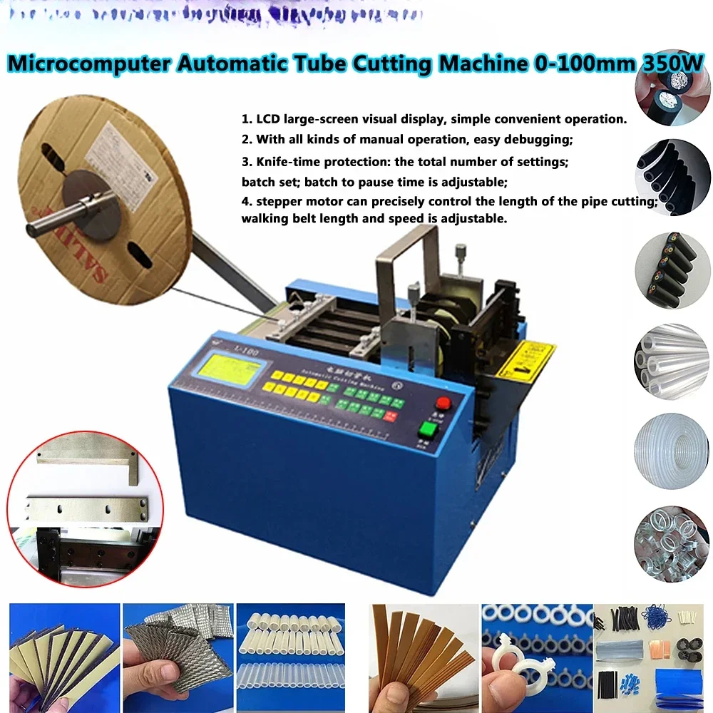 Automatic Cutting Machine for Tube Microcomputer Pipe Cutter 350W 0-100mm PVC Wire Rope Heat Shrinking Sleeve Cut Device