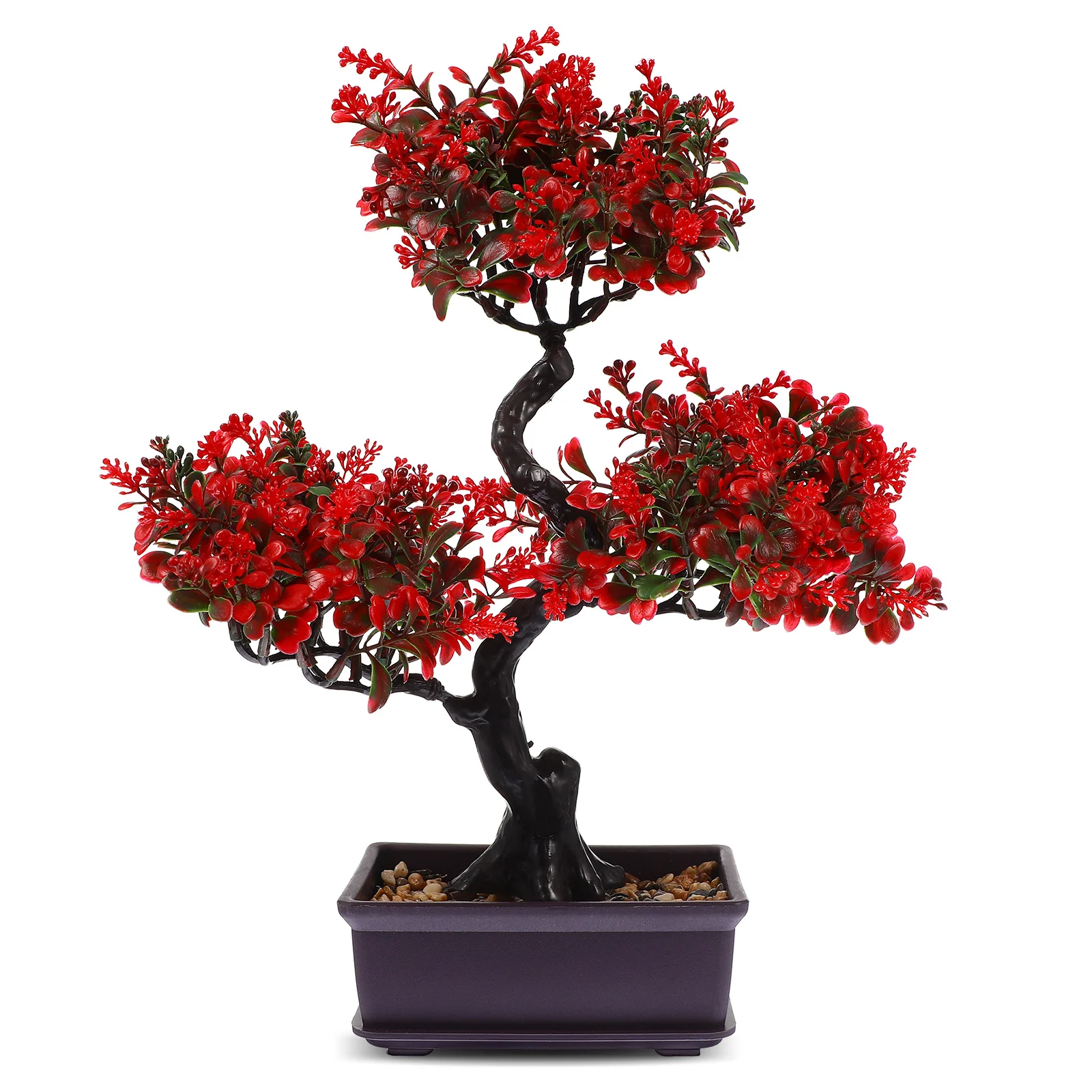 

Artificial Potted Plant Bonsai Tree Fake Decor Decorate Indoor Table Ornament Plastic Faux for Desk Small