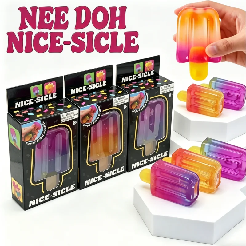 

Popsicle Shaped Squeeze Fidget Toy Stress Anxiety Relief Transparent Slow Rising Squishy Sensory Toy for Kids Adults Desk Decor