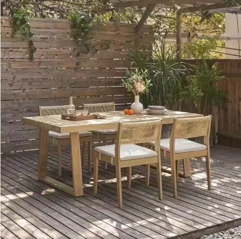 

I Well Beauty Cheap New Arrival Outside Wooden Furniture Resort Restaurant Dining Patio Wood Garden Outdoor Table