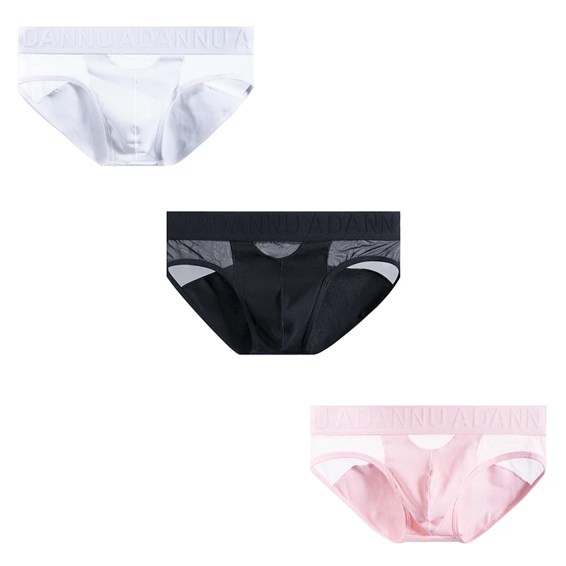 

3 шт., хлопковое мужское нижнее белье, сексуальные прозрачные мужские трусы-бикини для геев, мужские трусы-бикини, дышащие сетчатые мужские плавки с бандажами