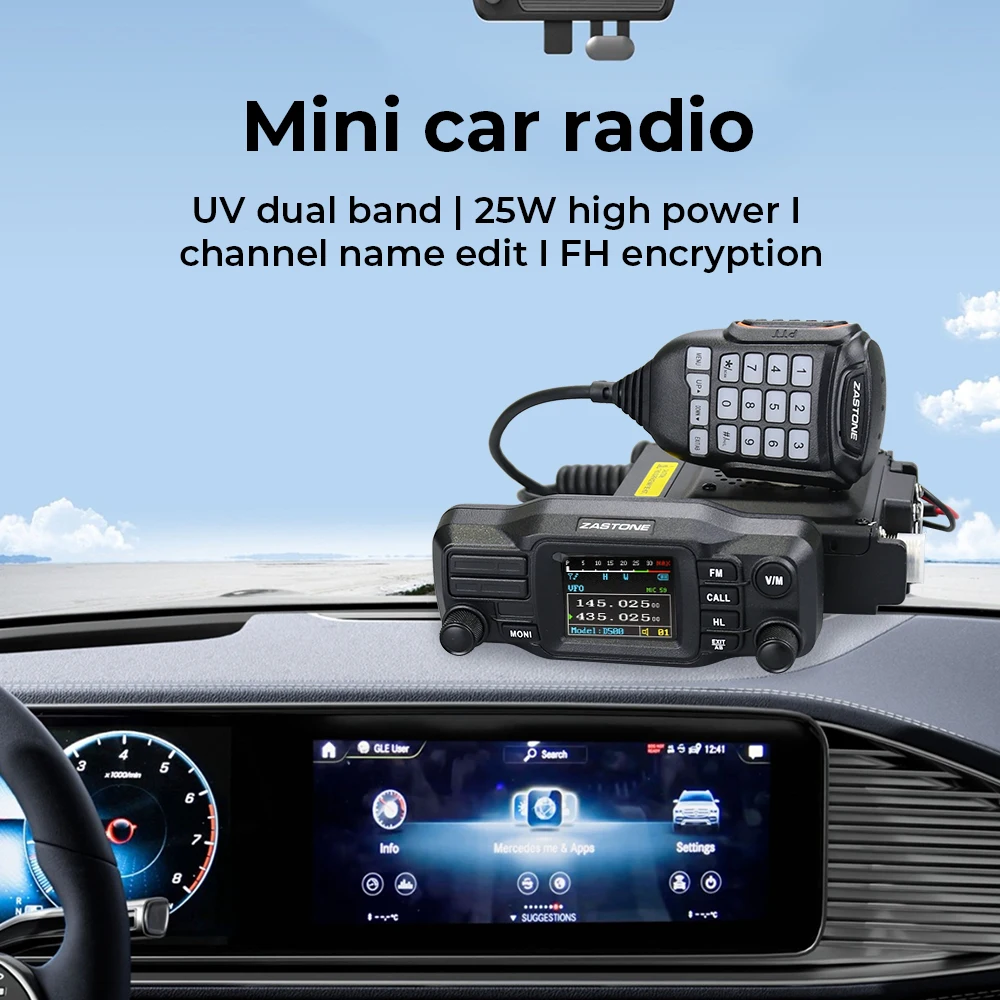 ZASTONE D500 25W Car Walkie Talkie Detachable Panel Dual Band VHF UHF Mobile Transceiver Long Range Amateur Vehicle Radio Statio