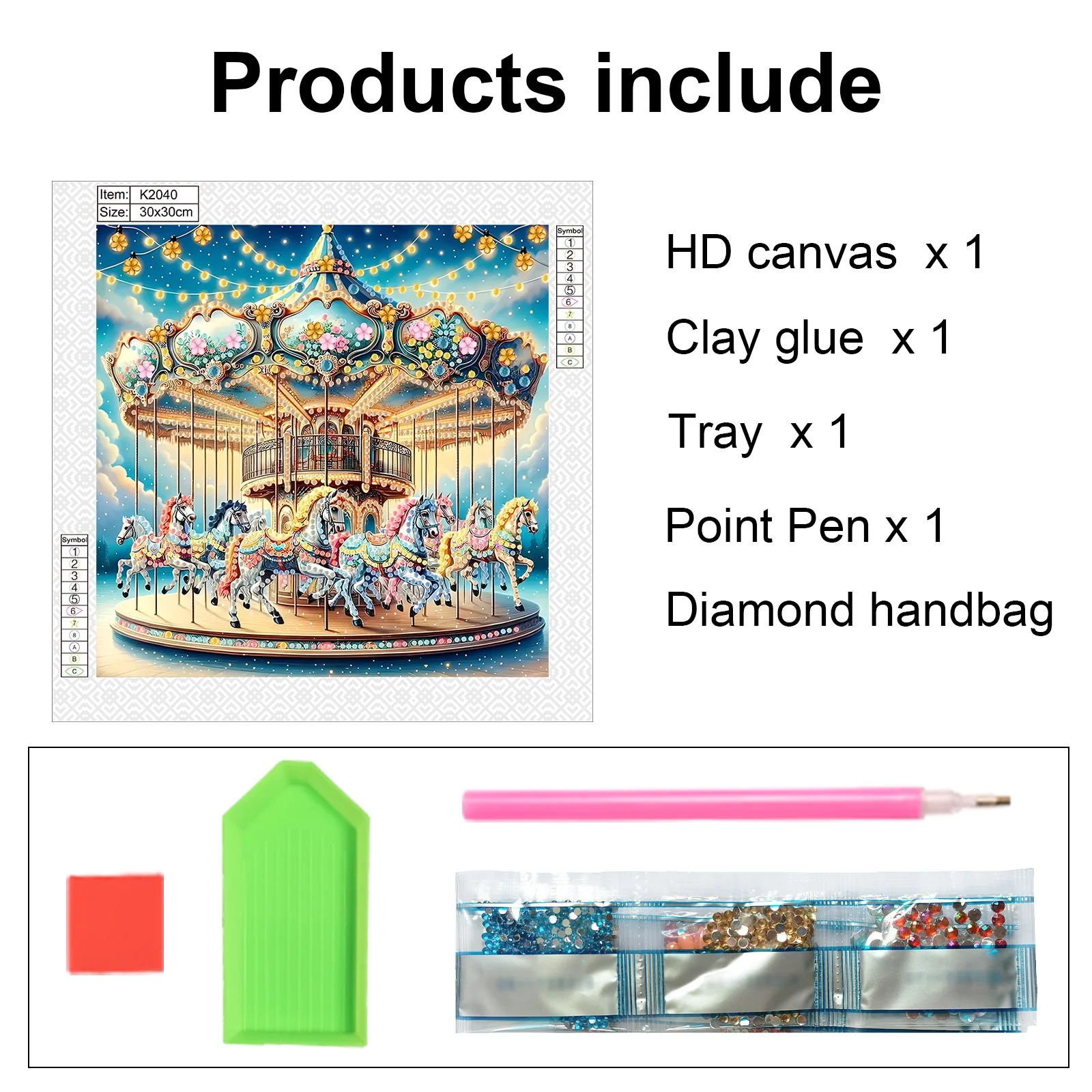 لوحة فنية ماسية على شكل خاص من Merry-go-round Ki للمبتدئين البالغين، مجموعة شكل خاص من كريستال الماس لتزيين جدران المنزل هدية