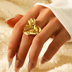 DOTIFI Stainless Steel Peach Heart Ring Creative Opening Adjustable Ring Fashion Men Women Jewelry Party Friends Party Gift