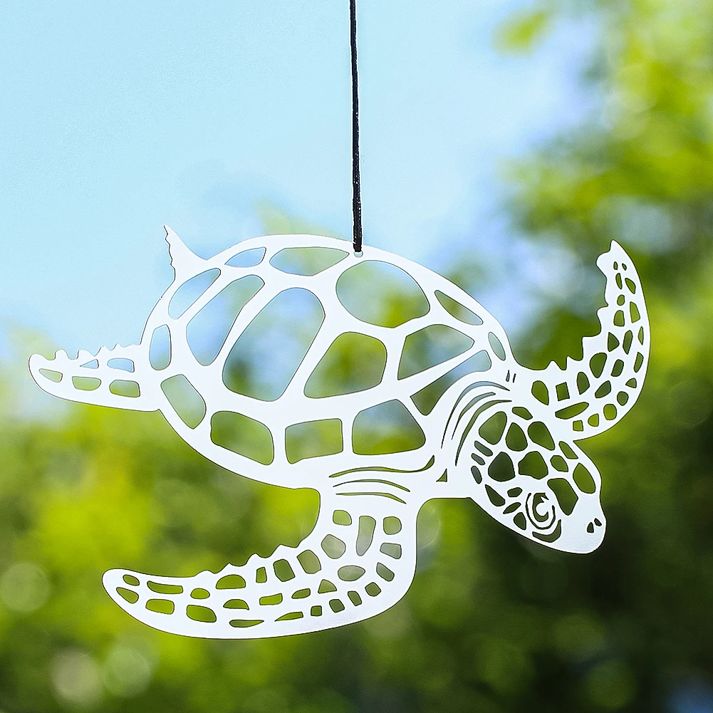 

5.9inch Sea Turtle Hanging Beach Theme Wall Art Decor Stainless Steel Wind Chimes Parts Turtle Silhouette Home Garden Decoration