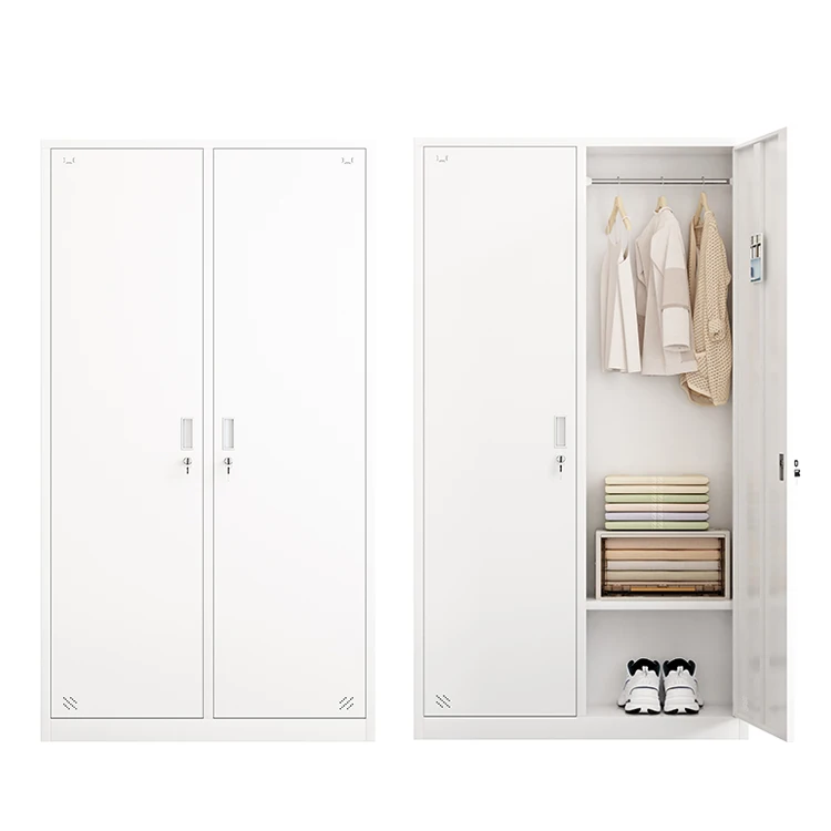 Modern standing 2-Door Steel Wardrobe Portable Home Furniture for Bedroom Apartment or Workshop Usepromote sales