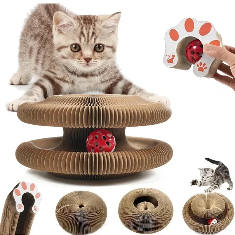 1 Stück Magisches Organ-Katzenspielzeug Kratzbrett Rundes Wellpappe-Kratzspielzeug für Katzen Krallenpflege Katzenzubehör
