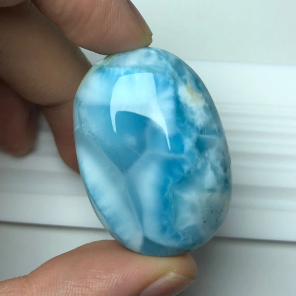 

Natural larimar stone pendant, 24.44 gram, big oval 30mm*42mm, deep blue color, rare stone pendant