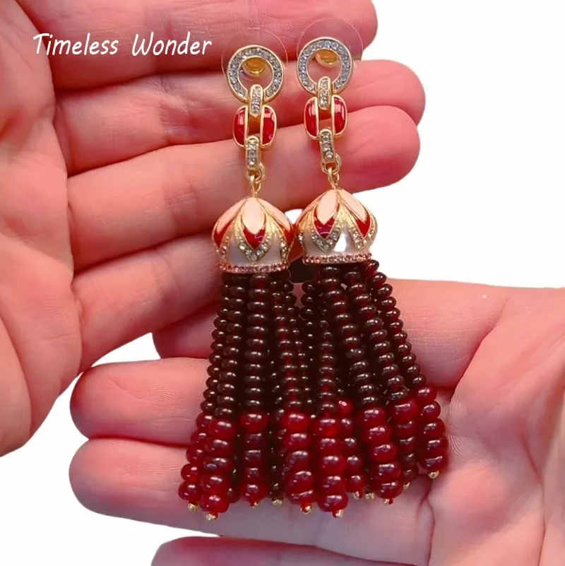 

Timeless Wonder Fancy Zircon Geo Stone Tassel Stud Earrings for Women Designer Jewelry Gift Brincos Trendy Top Mix Rare 3282