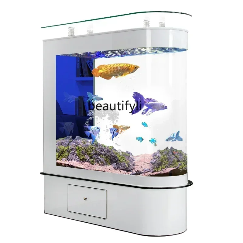 

ld14 U-Shaped Fish Tank Living Room Floor Large Ecological Change Water Small Partition Entrance 1.5 M