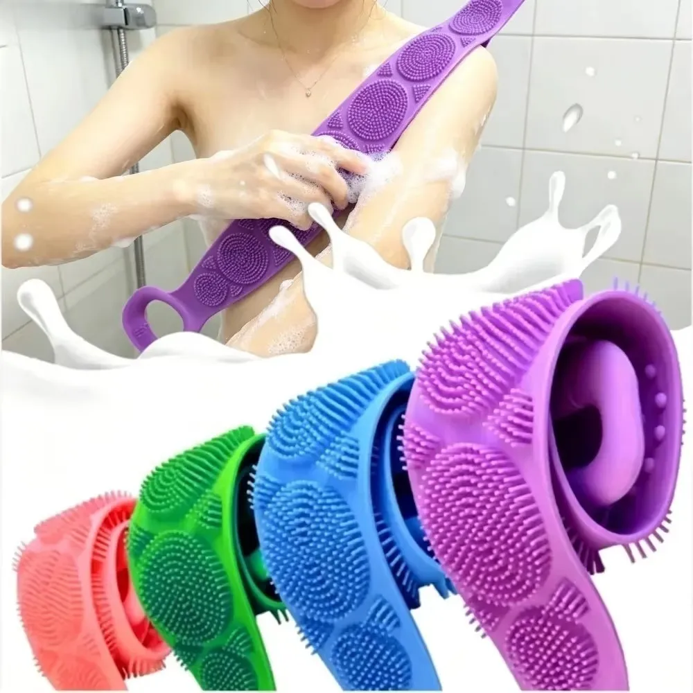 1pcs Silicone Scrubber Back Massage Exfoliating Sponge Bathroom Bath Brush Scrub Shower Brush Body Wash Scrub Removal Bath Spong