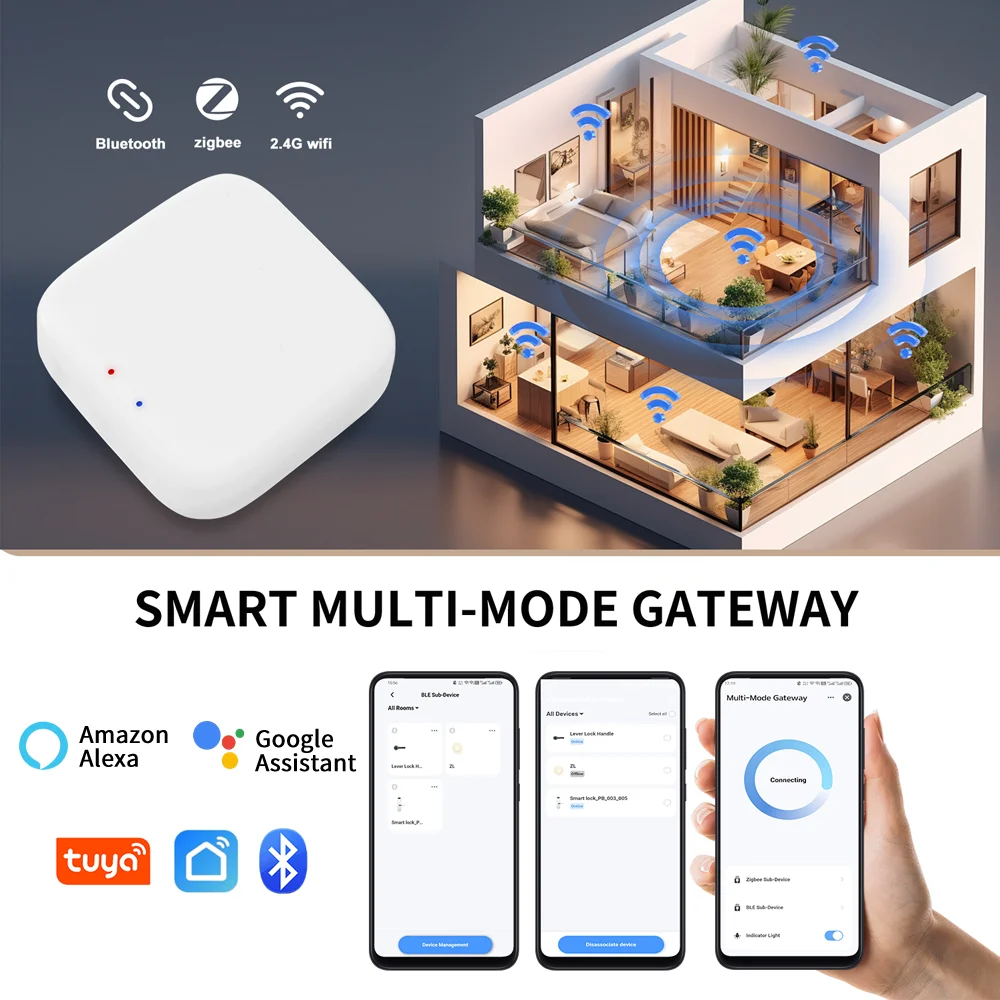 Tuya Bluetooth/Zigbee متعدد الأوضاع Gateway Hub Smart Life App التحكم في أتمتة المنزل الذكي Alexa وGoogle Home