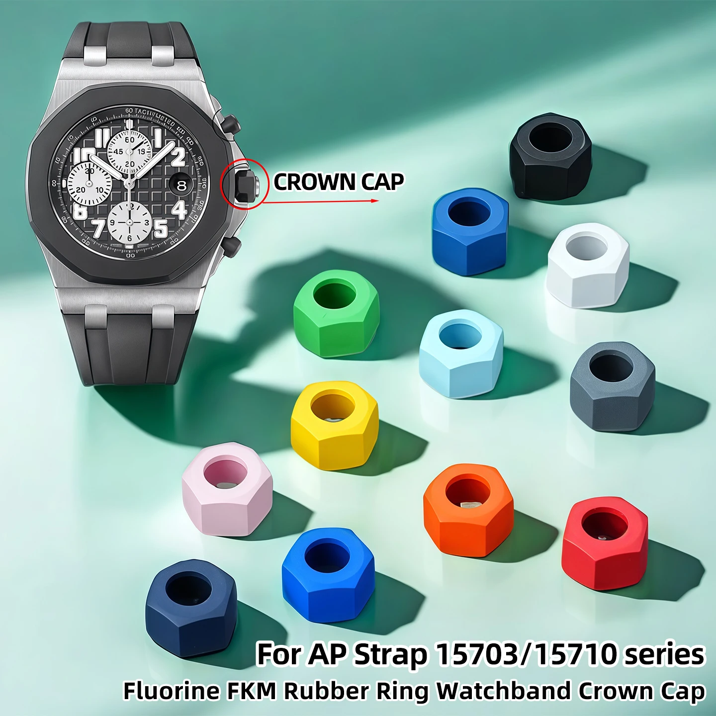 

Разноцветный резиновый ремешок с фтористым FKM, ремешок для часов, крышка с короной для AP, ремешок Audemars Piguet Loop 15703/15710 series