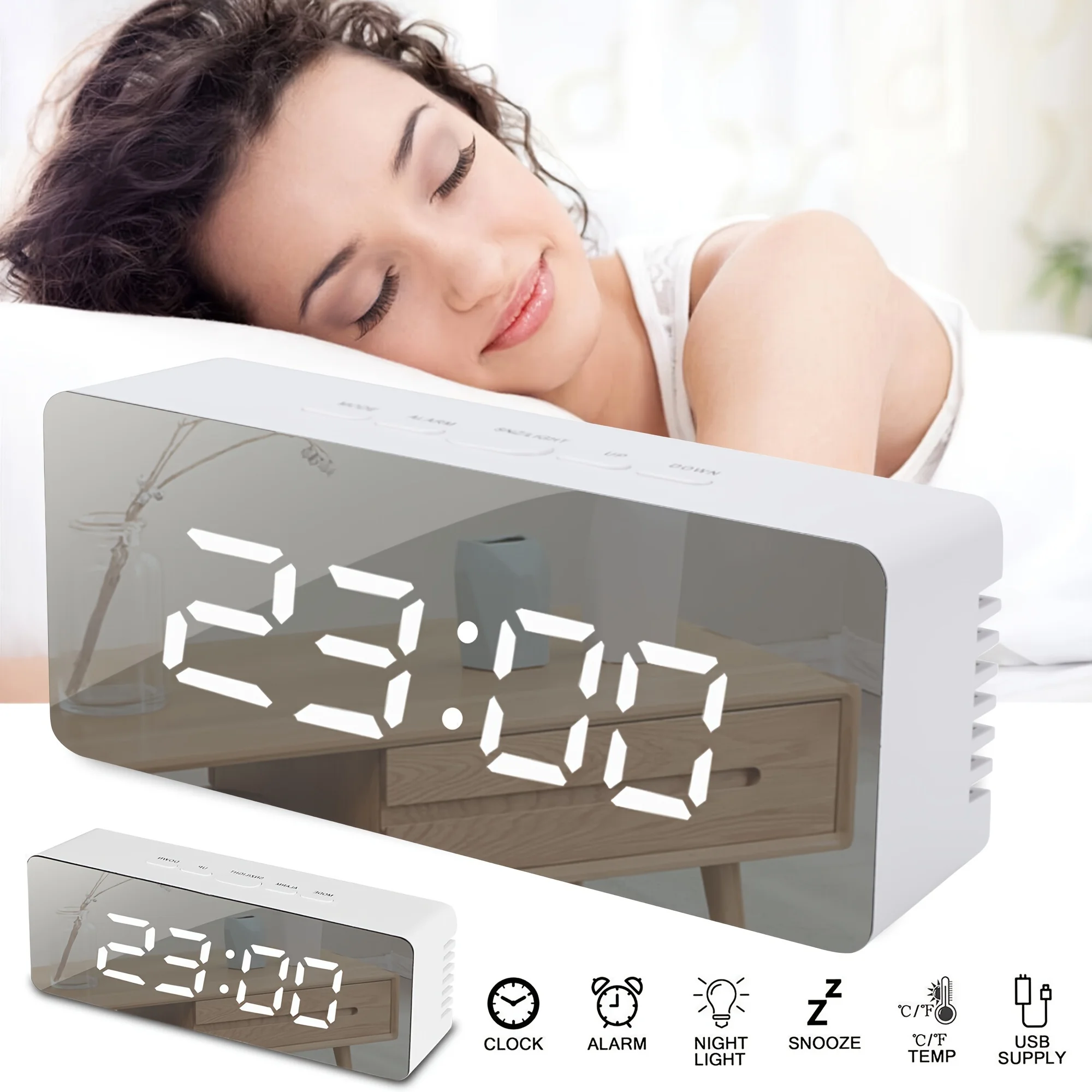 Silent Digital LED Table Alarm Living Room Office Clock Table Decoration