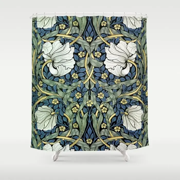 Pimpernel Blue by William Morris Shower Curtain Home Bath Decor Frabic Waterproof Polyester Durable Bathroom Curtains with Hooks