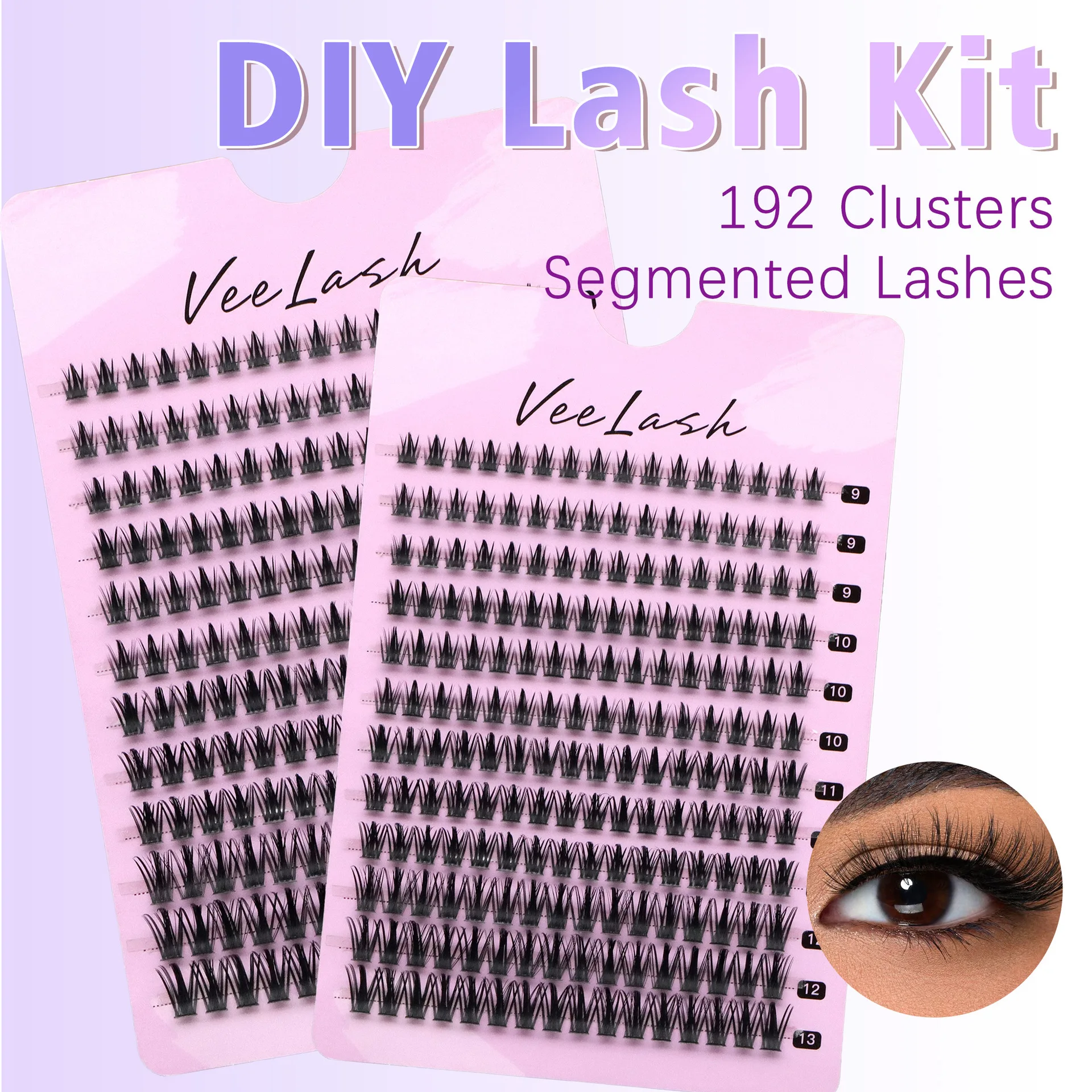 Cluster di ciglia Cluster di ciglia sottili Estensioni delle ciglia, Cluster di ciglia arricciate D 9-13mm Ciglia naturali Volume Ciglia finte Make Up