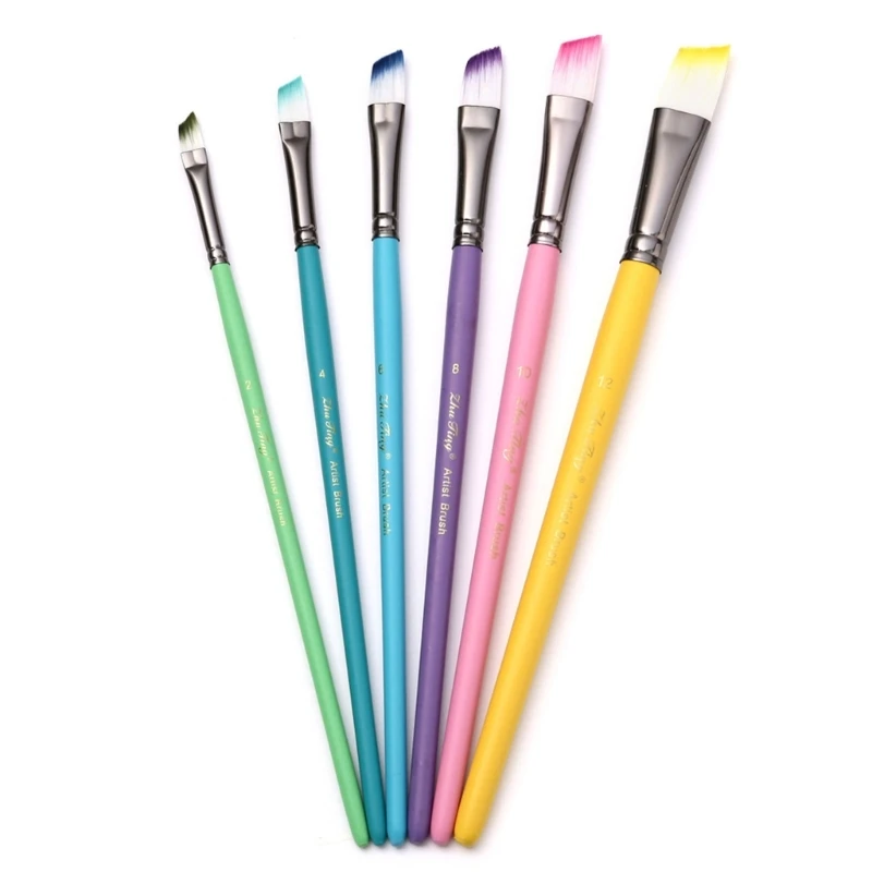 6Pcs 수채화 펜 페인트 브러시 나일론 헤어 페인트 브러쉬 DIY 전문 미술 페인트 브러시에 대 한 아티스트 유화 브러시