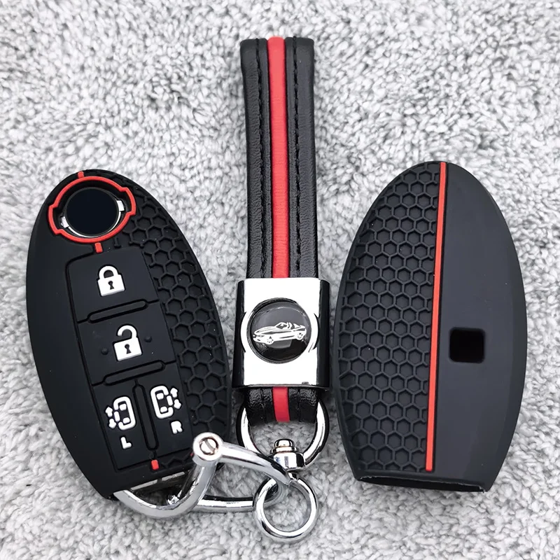 4 Buttons Silicone Car Key Case Keychain Protector for Nissan Quest Elgrand Nv200 Evalia Serena MPV Cover Keyless Remote Fob