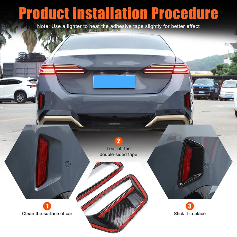 

ABS Carbon Fiber Car Rear Bumper Fog Light Frame Trim For BMW 5 Series G60 (sports Version) 2024-2026 Decorative Accessories