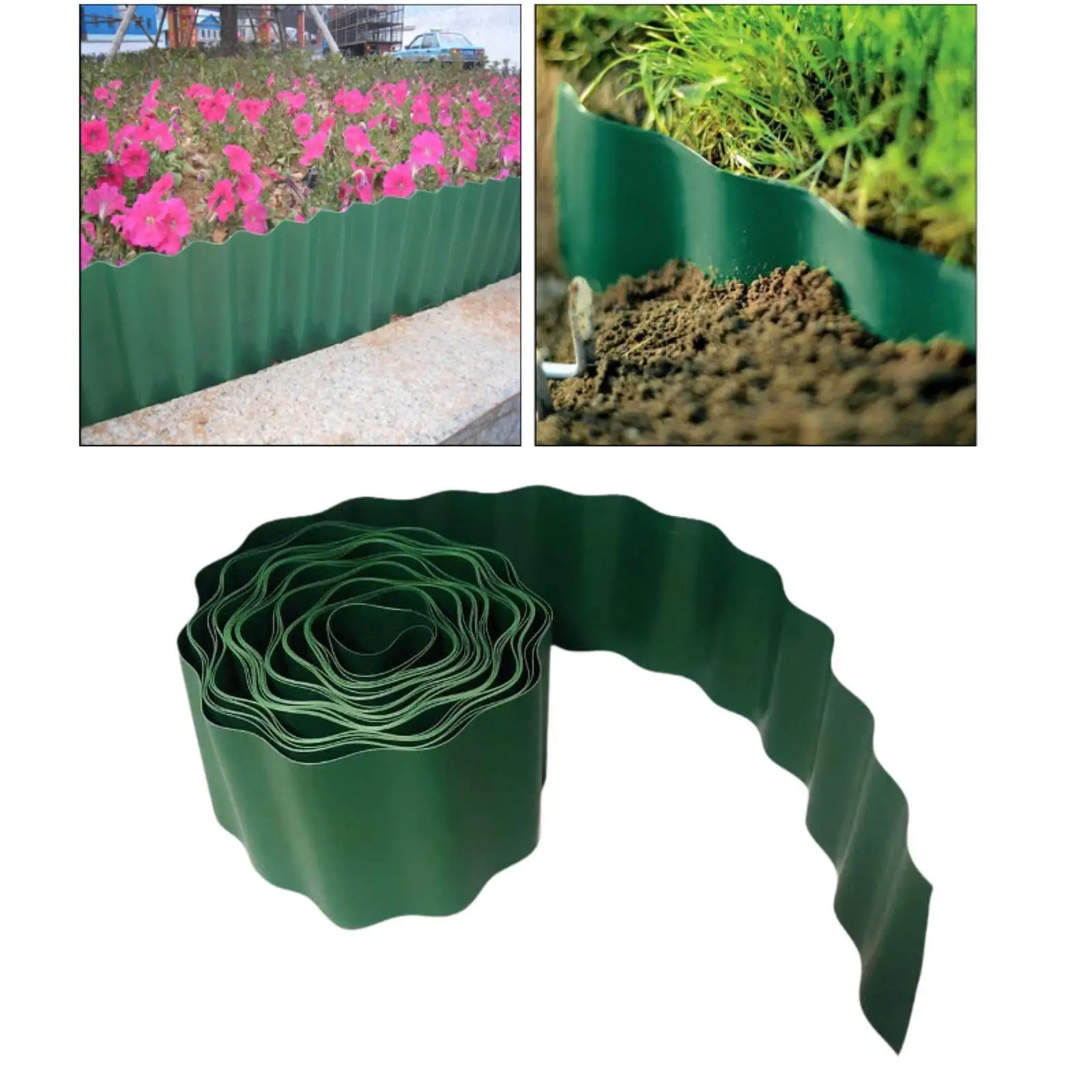 Garden Corrugated PP Landscape Edging Flexible Waterproof Accessory Green for Patio Walkway Lawn Edging Fence Multifunctional