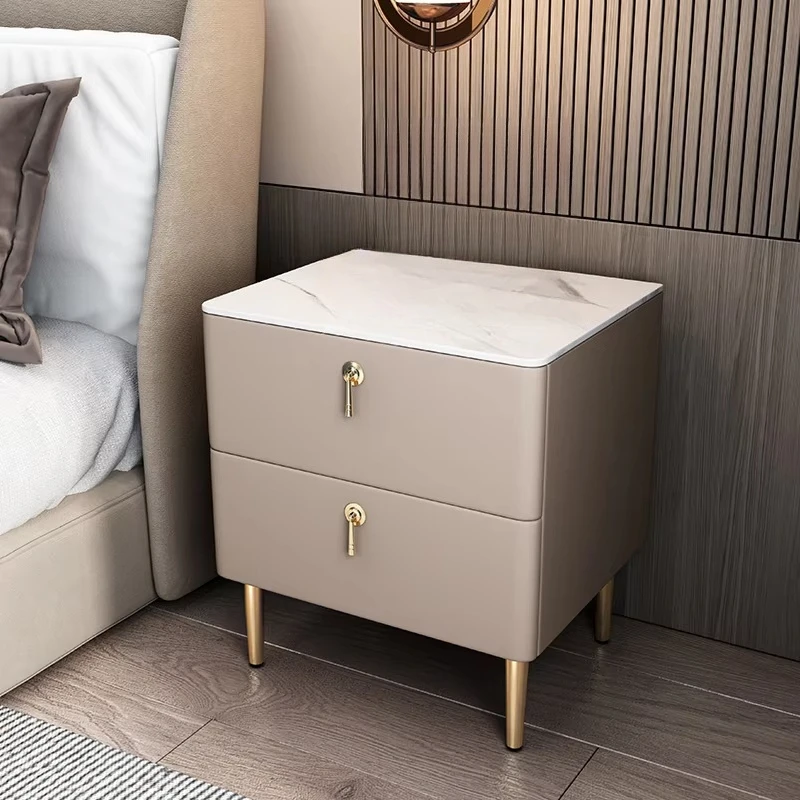 Solid wood double drawer bedside table Modern bedroom furniture, suitable for family apartment hospital or bathroom use