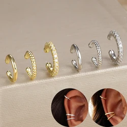 3pcs Clips Earrings for Women Unisex Minimalist Fashion Cartilage Hoop Earings Set Ear Cuff Fake Piercing Clip on Ear Jewelry