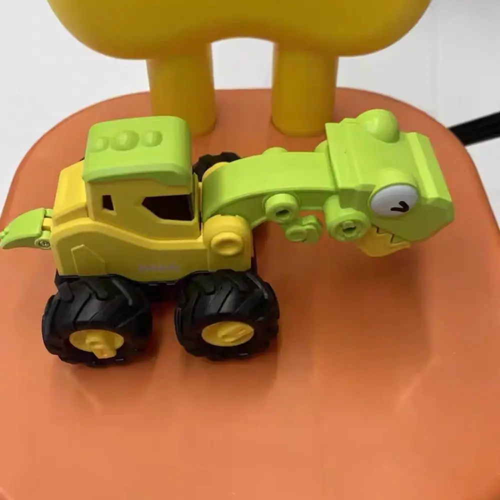Coche de juguete de plástico para niños, rompecabezas de prensa, dinosaurio, ingeniería, modelo de coche, habilidades manuales, excavadora de dibujos animados, coche de juguete