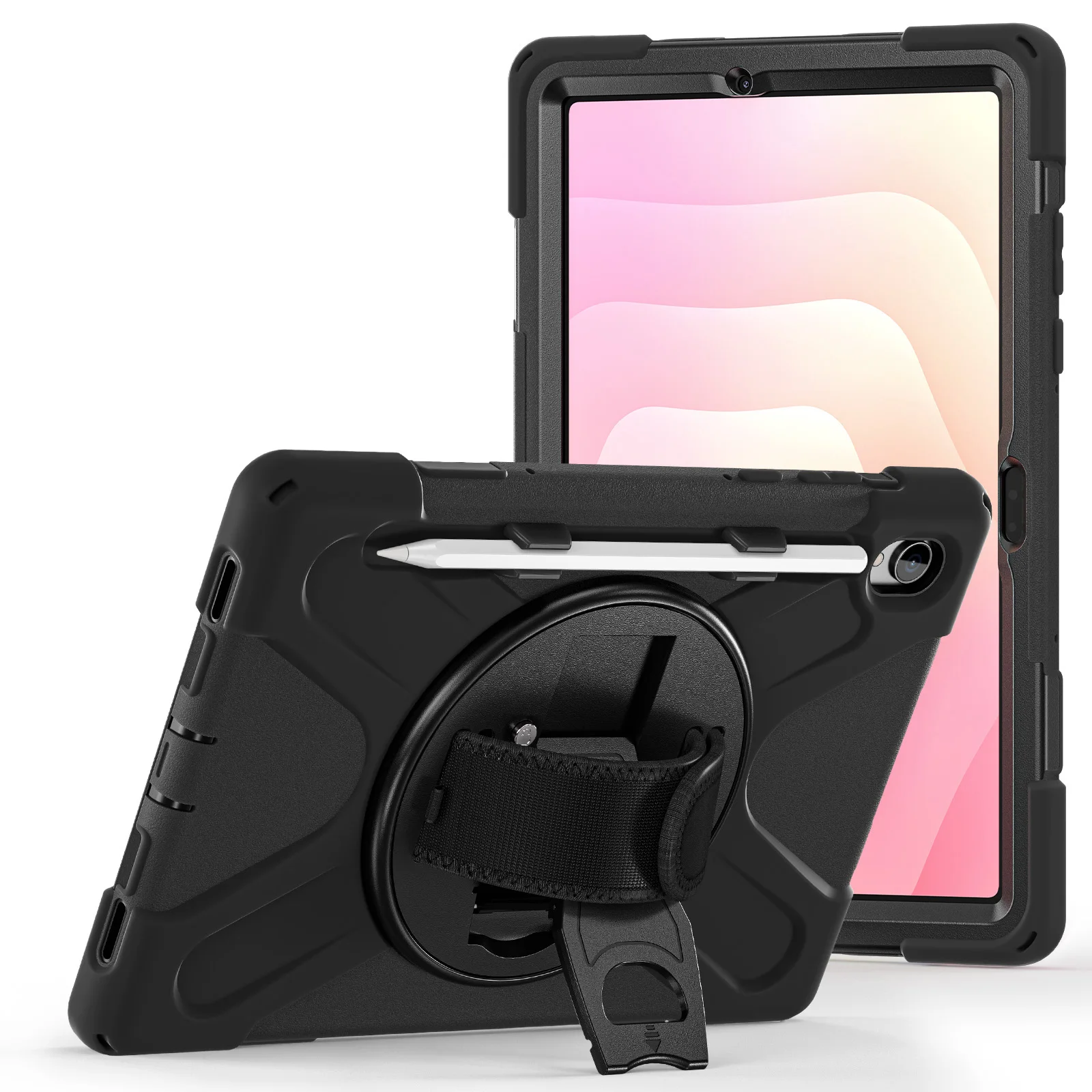 حافظة مدرعة مضادة للصدمات لهاتف سامسونج جالاكسي تاب S11 SM-X730/ X736/ X736B مع حزام الكتف وحزام اليد