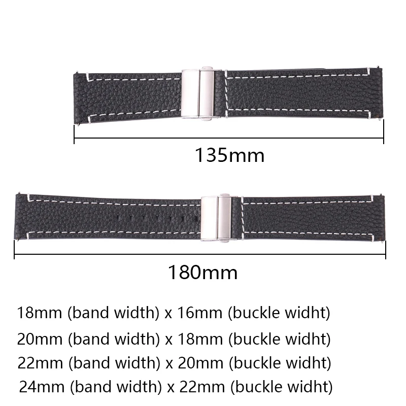 Bracelet de montre en cuir véritable pour homme et femme, bracelet en cuir de vachette souple, noir, marron, Huawei, Samsung, 18mm, 24mm, 22mm