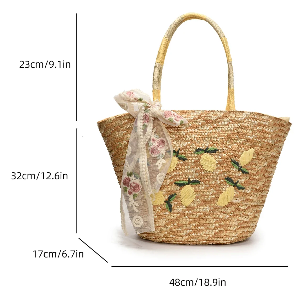 Large Capacity Beach Shoulder Bag Designer Embroidery Handbag Summer Handmade Rattan Bag Fashion Basket Straw Shopping Bag - view 6