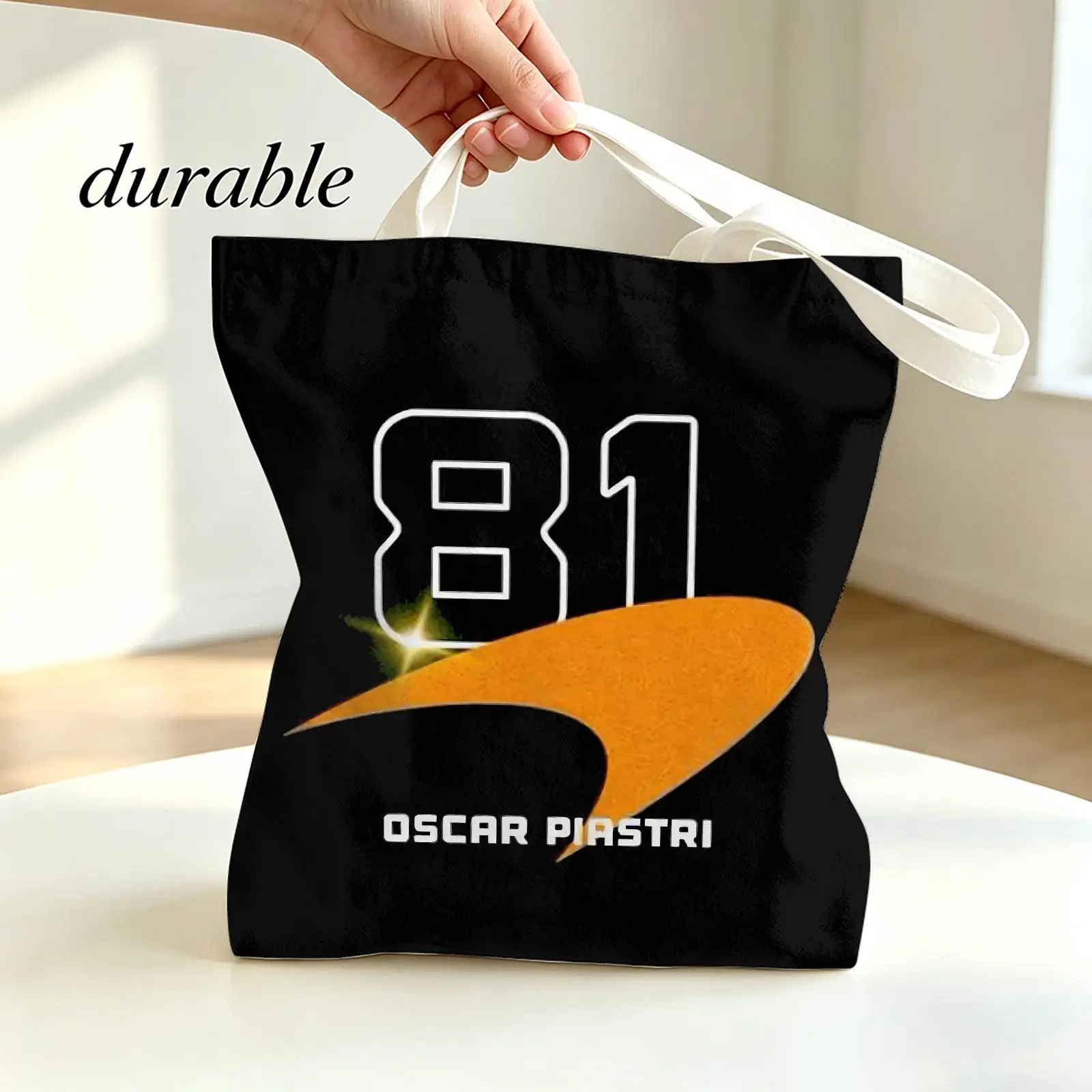 Racing 81 Oscar P-Piastri Storage Bags Canvas Tote Bag Double-Sided Print Lightweight Shoulder Travel Beach Bag Gift Eco