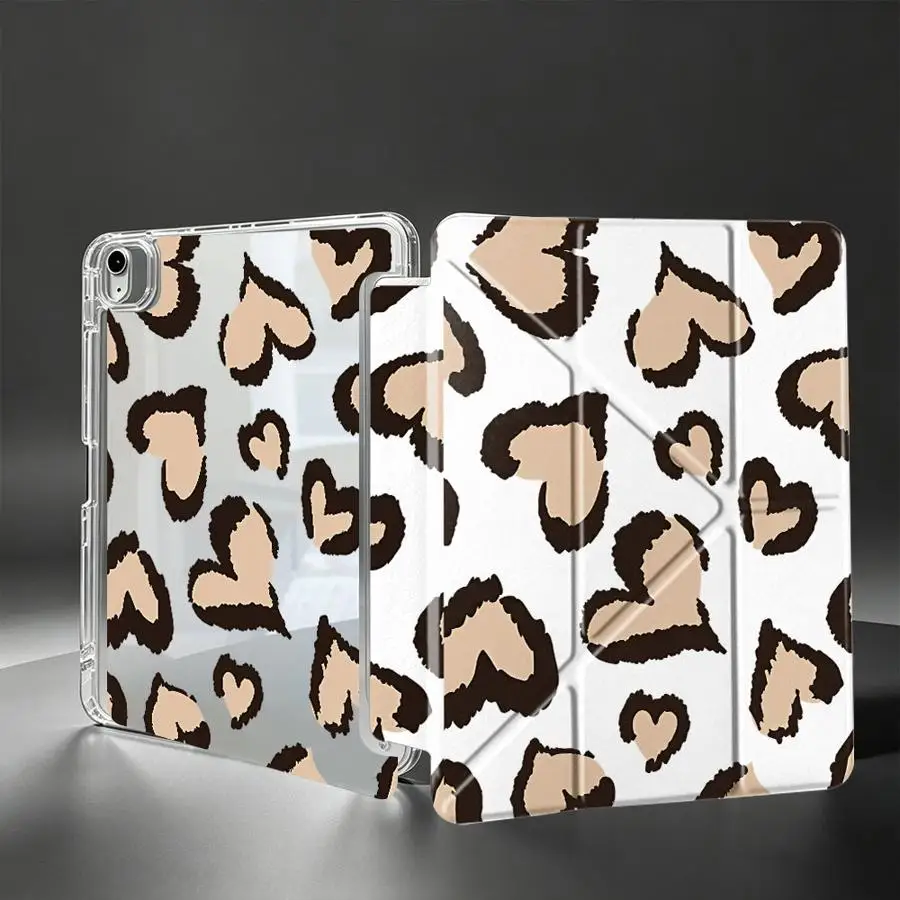 Leopard Hearts With Pen Slot Cover Tablet Case For Samsung Galaxy Tab A8 S9 Plus A11 A9 Plus S10 Lite S8 S7 FE