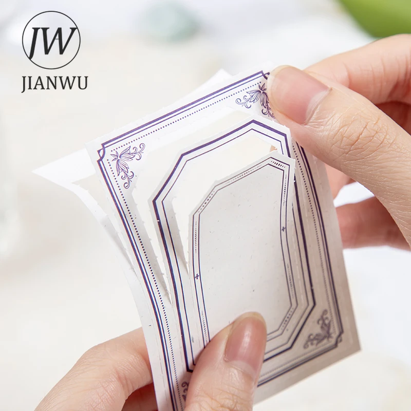 

JIANWU 30 Pcs Creative Border Memo Pad Retro Tearable Message Note Paper DIY Scrapbooking Decoration Collage Material Stationery