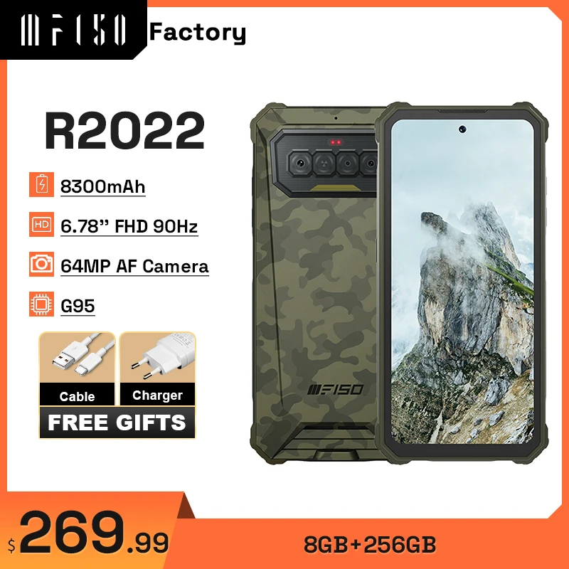 IIIF150 R2022 8GB+256GB 6.78'' FHD+ 90Hz Rugged Smartphone IP68 Waterproof 64MP+20MP Night Vision 8300mAh NFC Mobile Phone